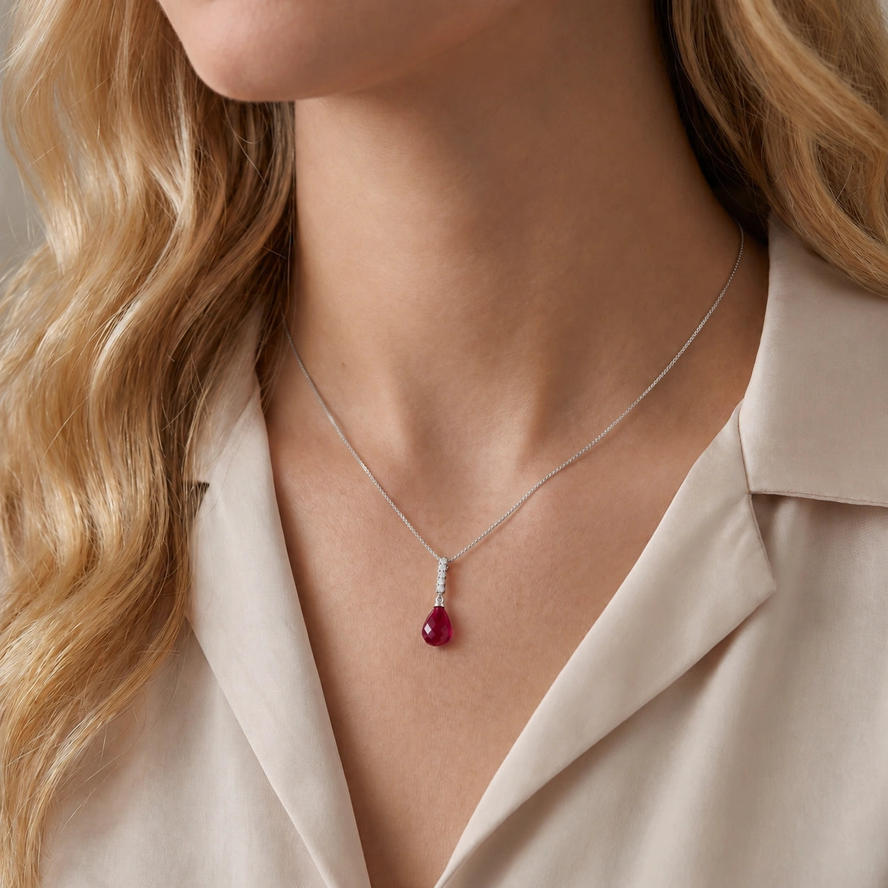 White Gold Pendant Necklace Citrine 10K — Cinzia