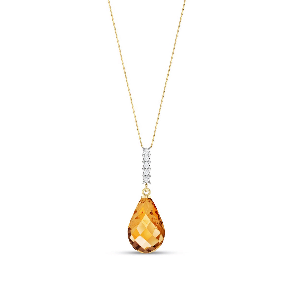 Yellow Gold Pendant Necklace Citrine 10K — Cinzia