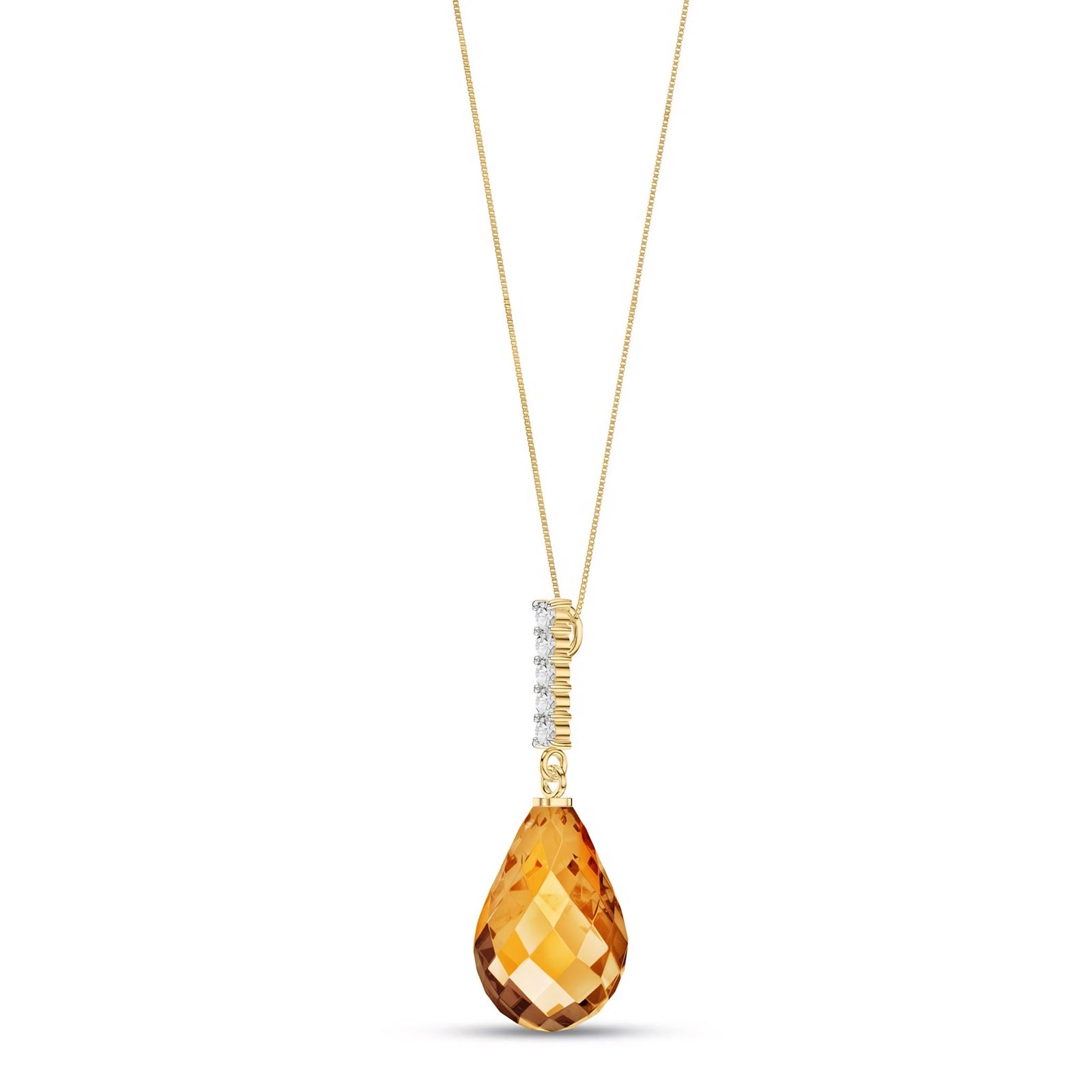 Yellow Gold Pendant Necklace Citrine 10K — Cinzia