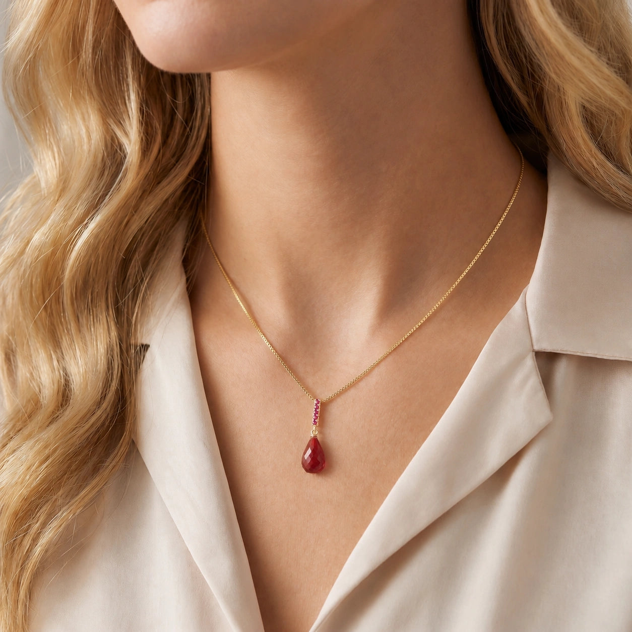 Yellow Gold Pendant Necklace Citrine 10K — Cinzia