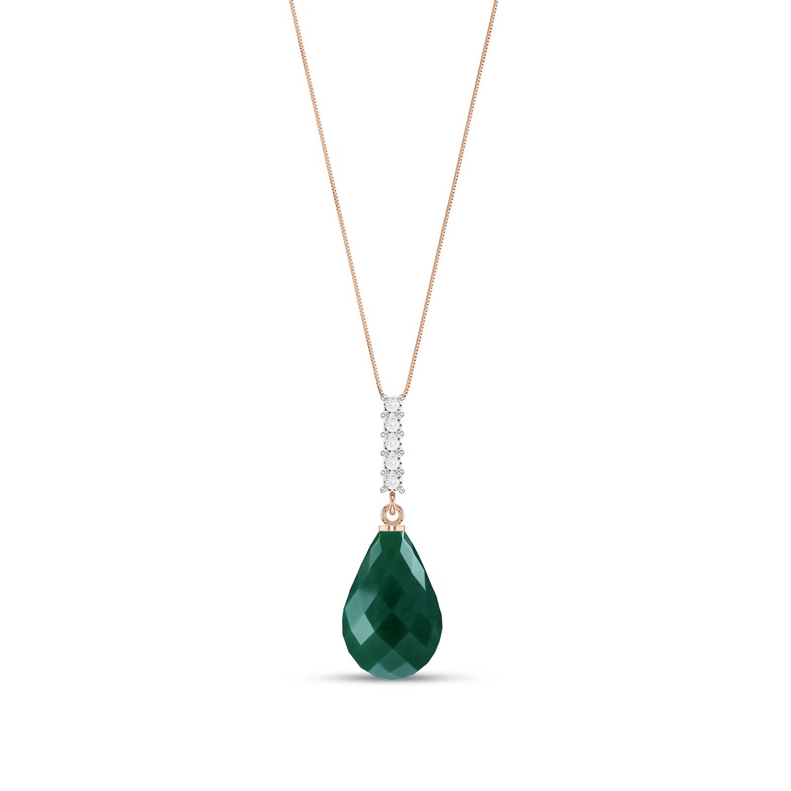 Rose Gold Pendant Necklace Emerald 10K — Cinzia