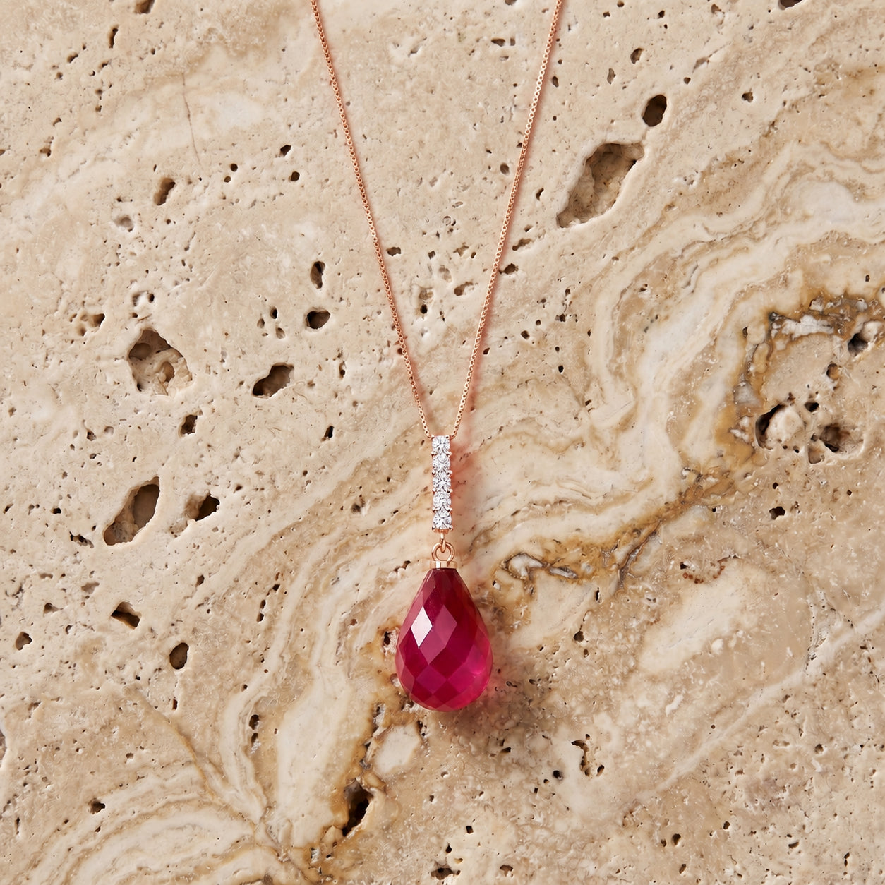 Rose Gold Pendant Necklace Emerald 10K — Cinzia