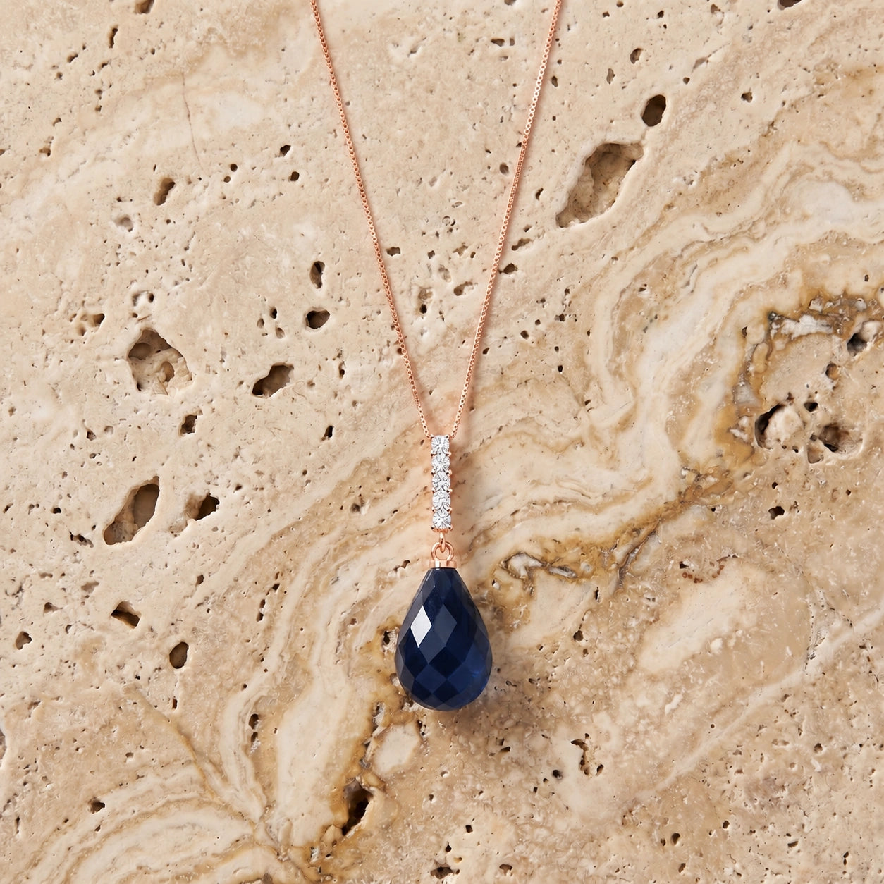 Rose Gold Pendant Necklace Emerald 10K — Cinzia