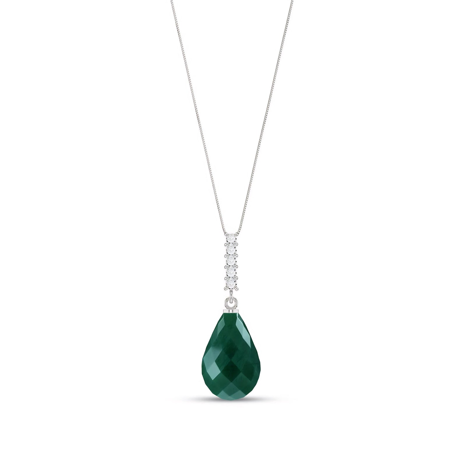 White Gold Pendant Necklace Emerald 10K — Cinzia