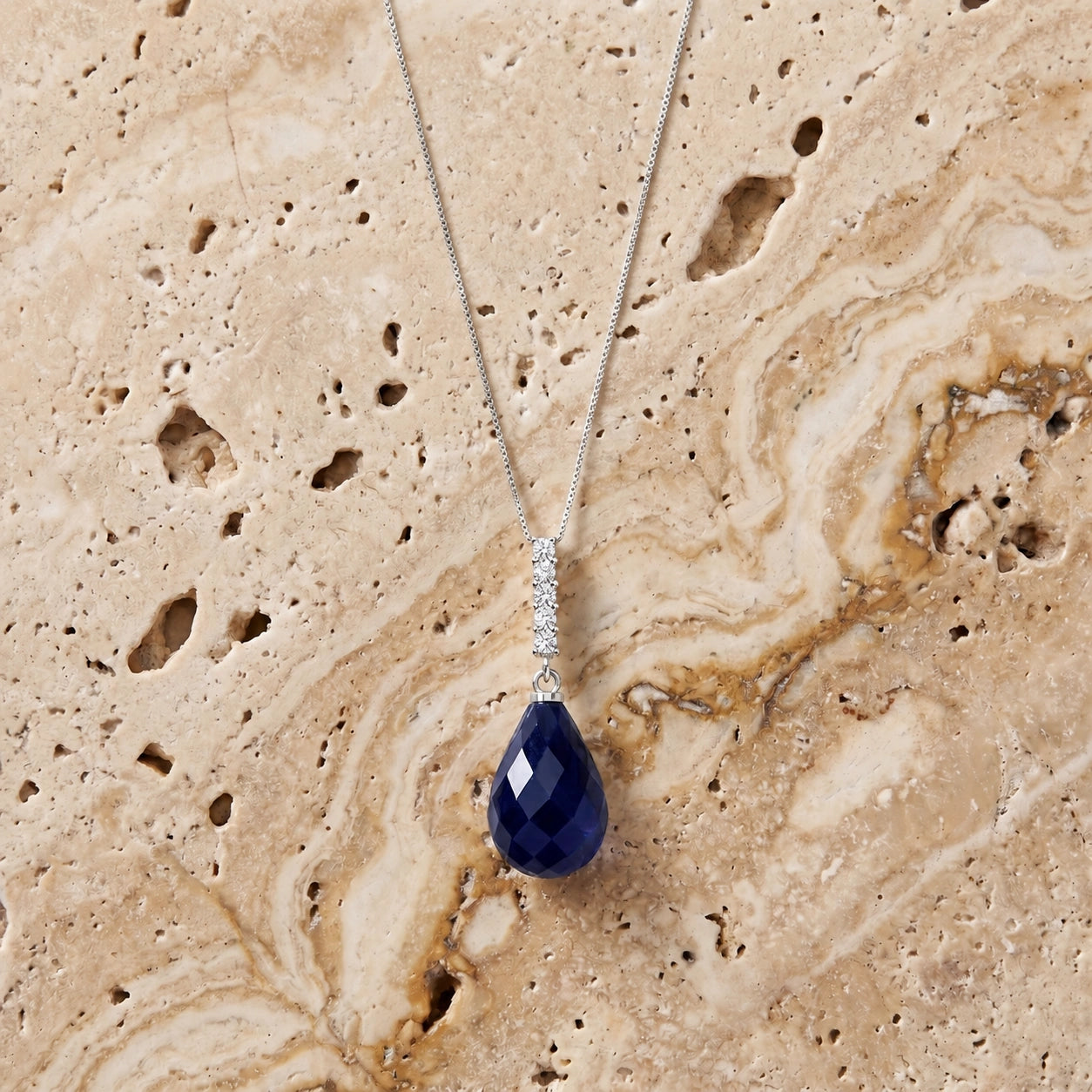 White Gold Pendant Necklace Emerald 10K — Cinzia