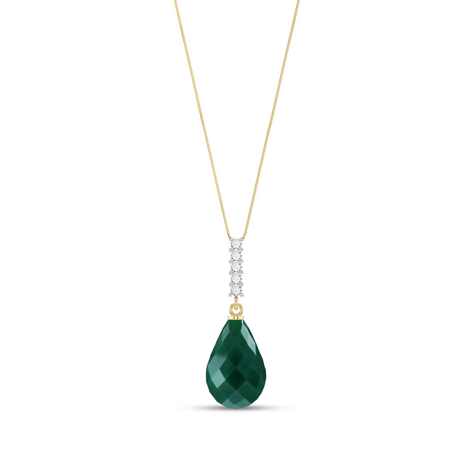 Yellow Gold Pendant Necklace Emerald 10K — Cinzia