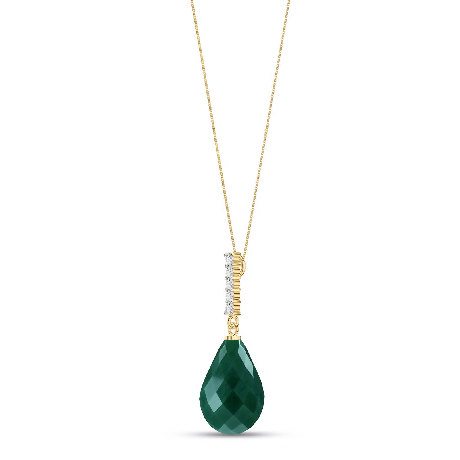 Yellow Gold Pendant Necklace Emerald 10K — Cinzia