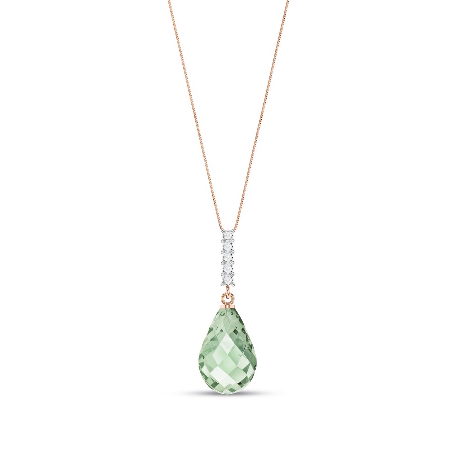 Rose Gold Pendant Necklace Green Amethyst 10K — Cinzia