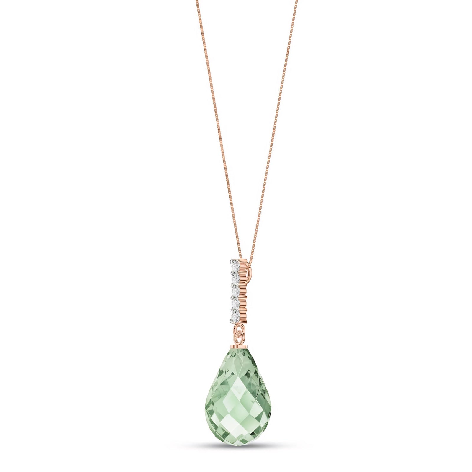 Rose Gold Pendant Necklace Green Amethyst 10K — Cinzia