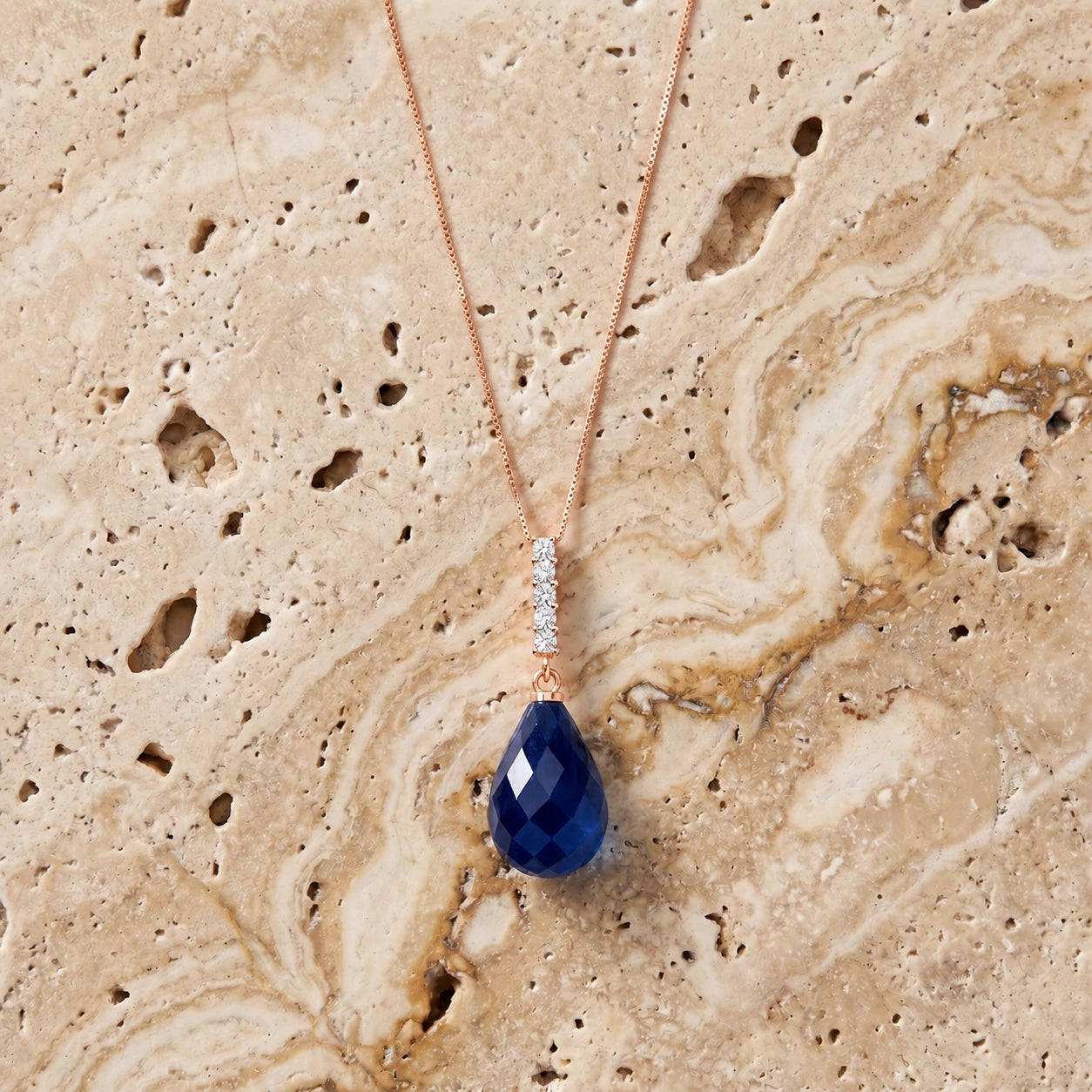 Rose Gold Pendant Necklace Green Amethyst 10K — Cinzia