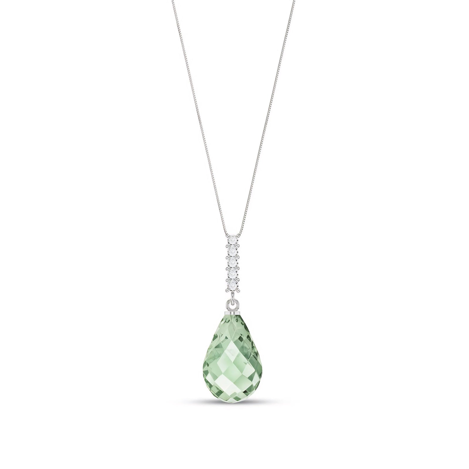 White Gold Pendant Necklace Green Amethyst 10K — Cinzia