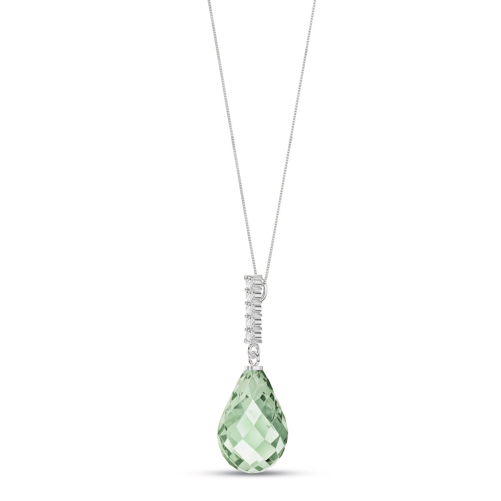 White Gold Pendant Necklace Green Amethyst 10K — Cinzia