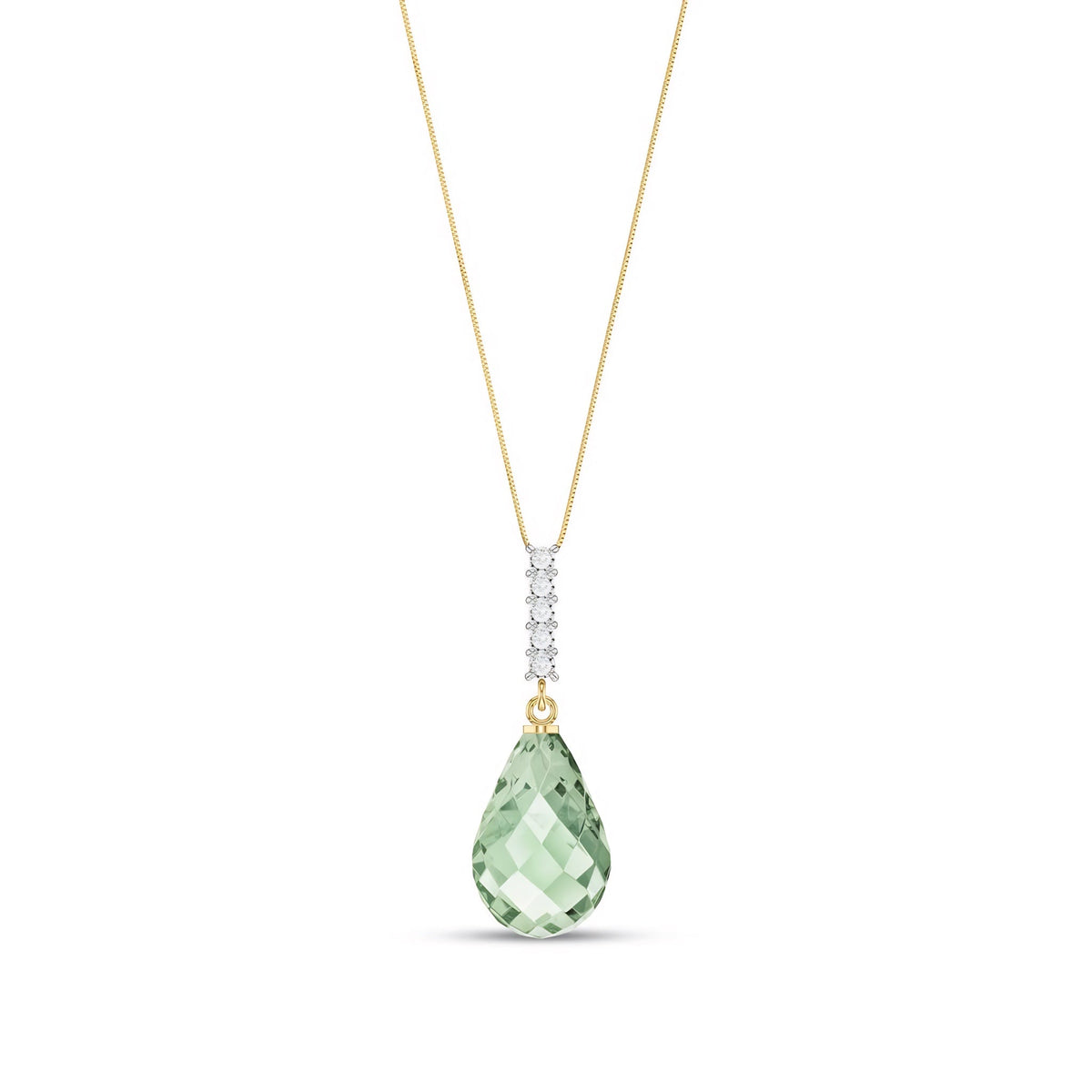 Yellow Gold Pendant Necklace Green Amethyst 10K — Cinzia