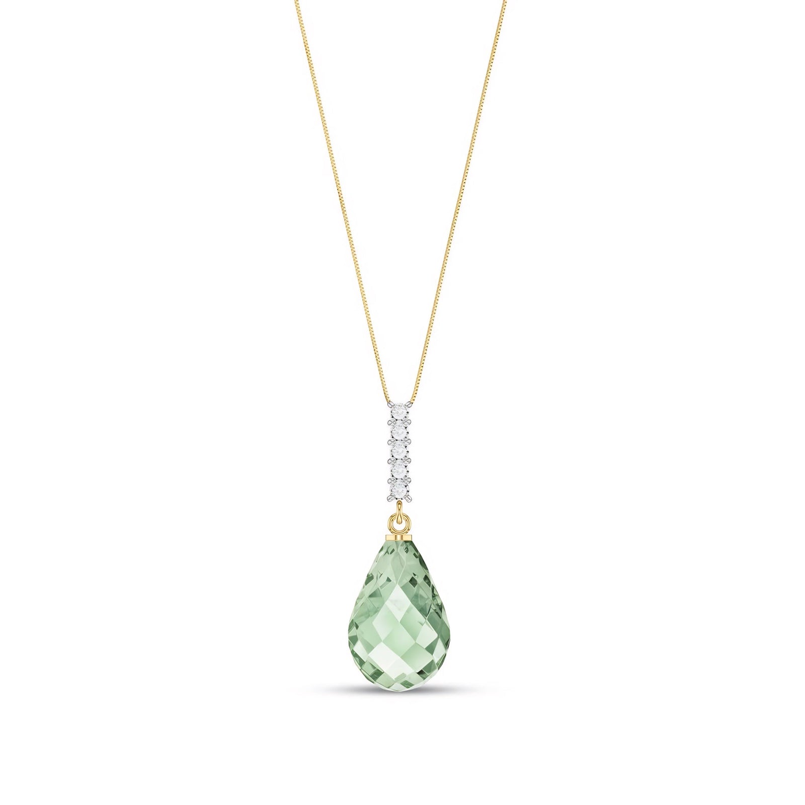 Yellow Gold Pendant Necklace Green Amethyst 10K — Cinzia