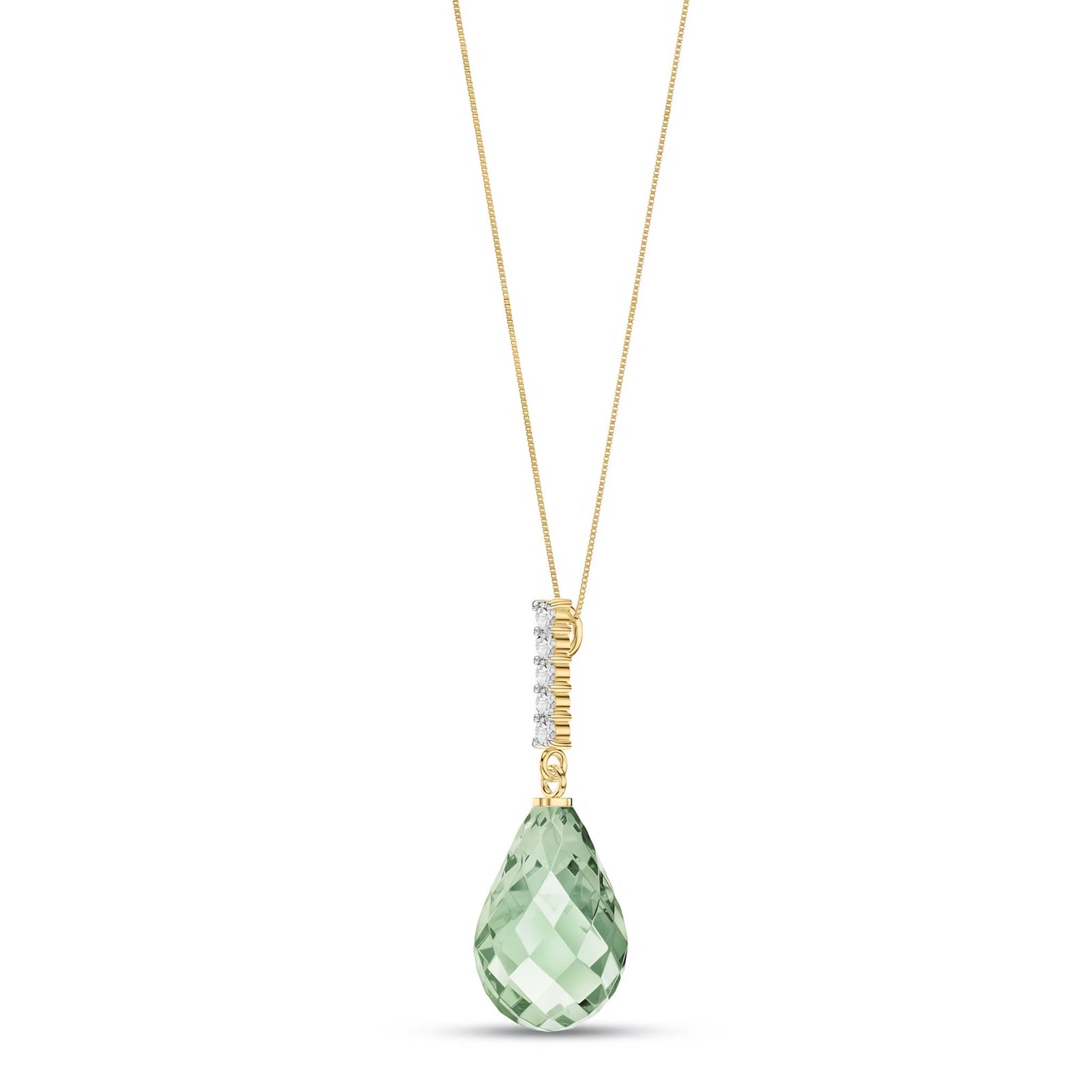Yellow Gold Pendant Necklace Green Amethyst 10K — Cinzia