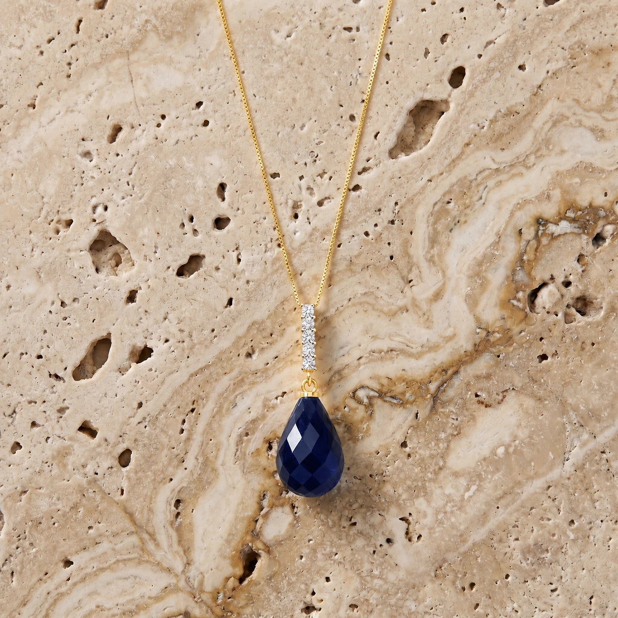 Yellow Gold Pendant Necklace Green Amethyst 10K — Cinzia