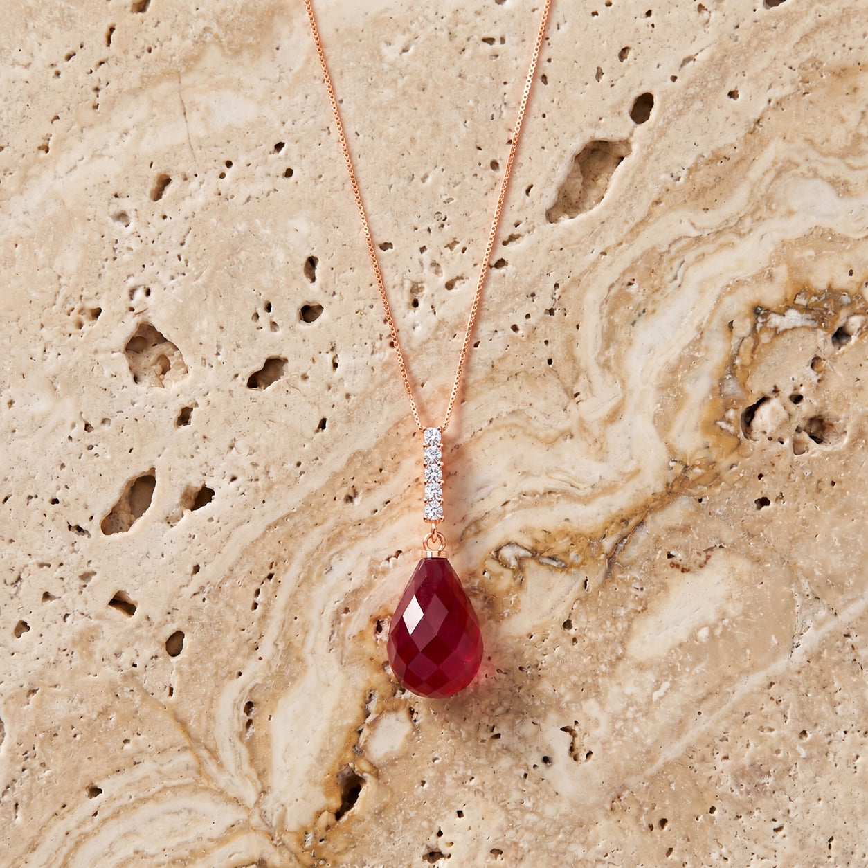 Rose Gold Pendant Necklace Ruby 10K — Cinzia