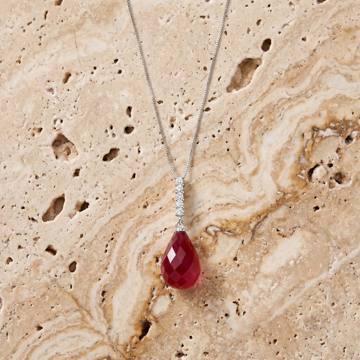 White Gold Pendant Necklace Ruby 10K — Cinzia
