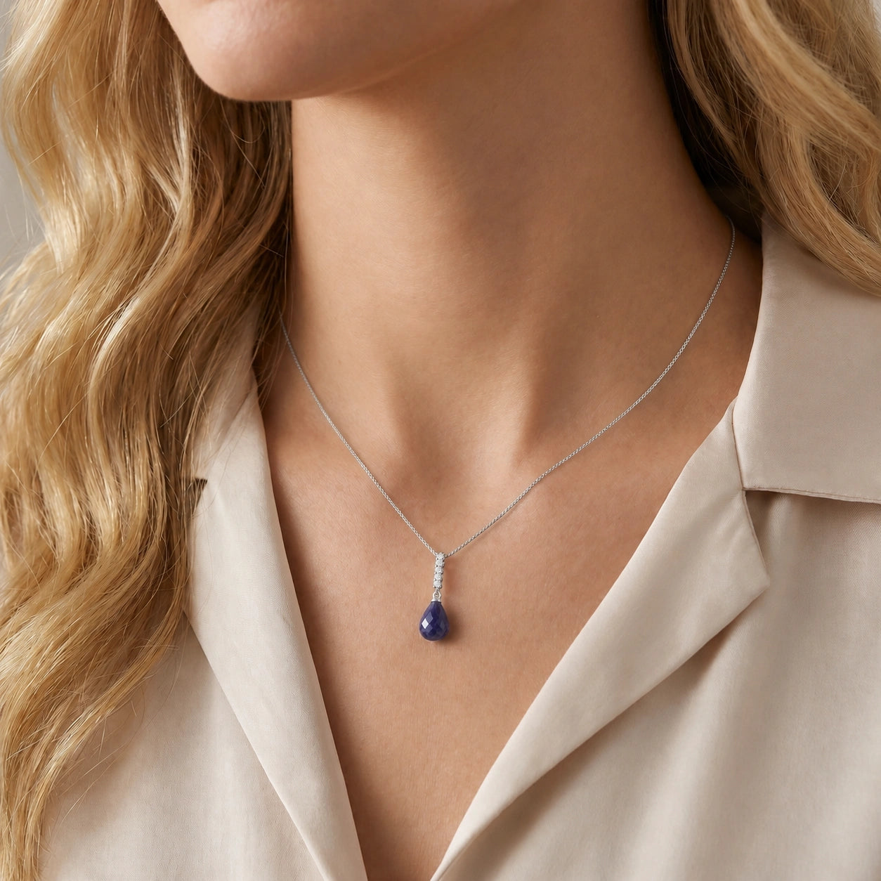 White Gold Pendant Necklace Ruby 10K — Cinzia