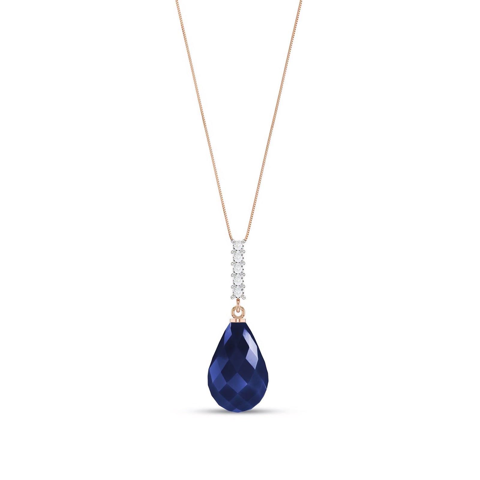 Rose Gold Pendant Necklace Sapphire 10K — Cinzia