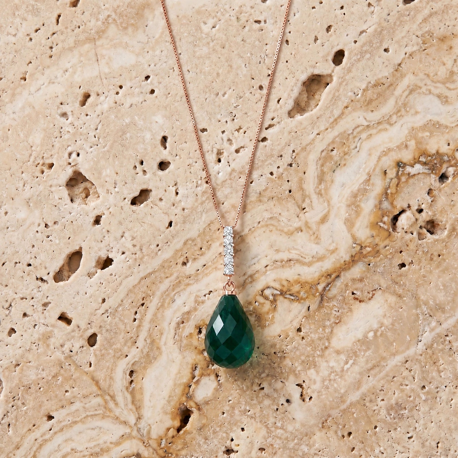 Rose Gold Pendant Necklace Sapphire 10K — Cinzia