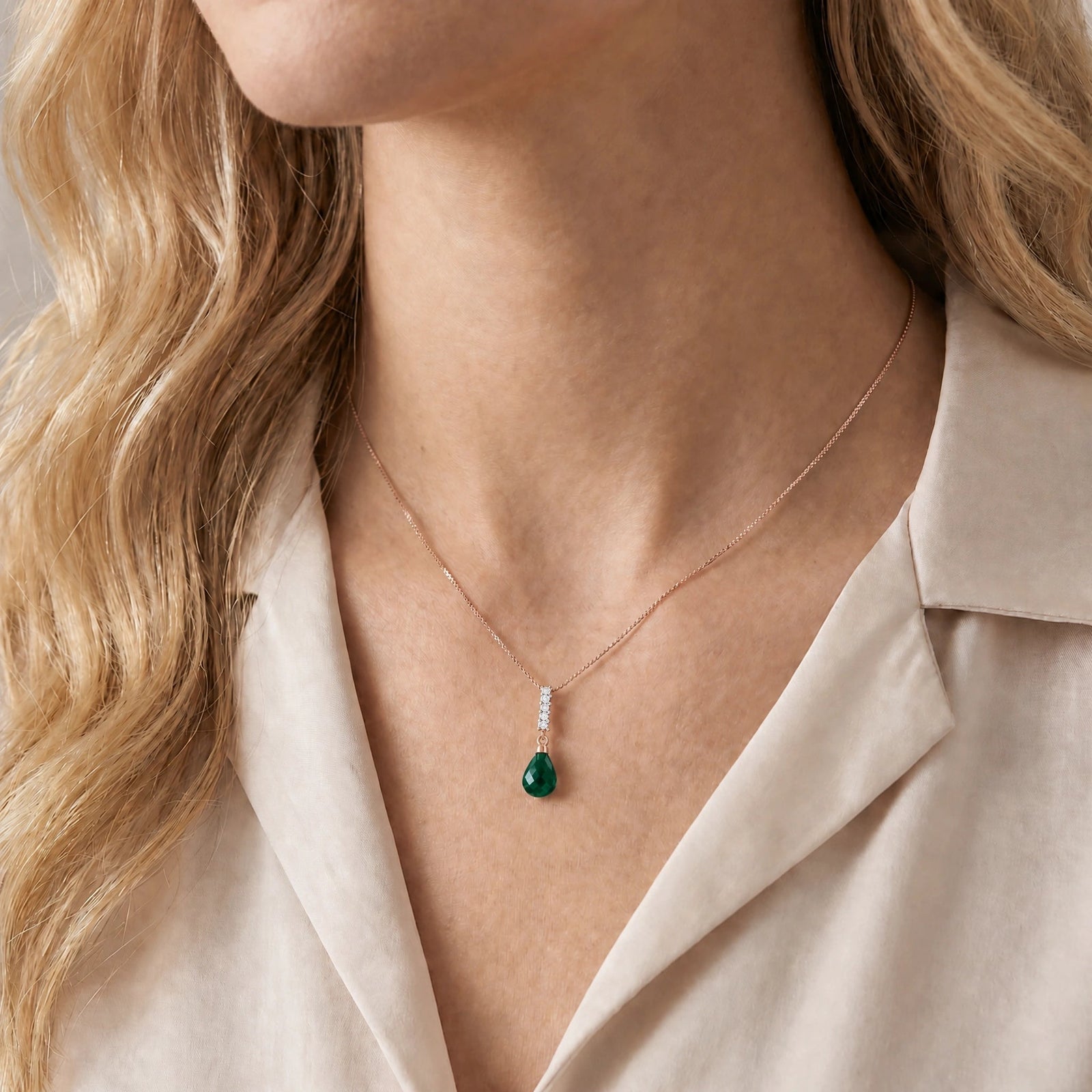 Rose Gold Pendant Necklace Sapphire 10K — Cinzia