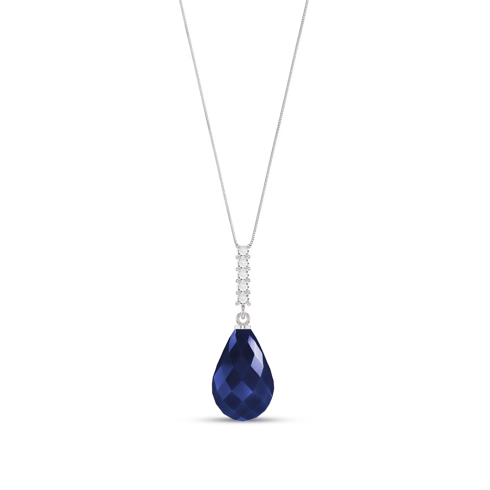 White Gold Pendant Necklace Sapphire 10K — Cinzia