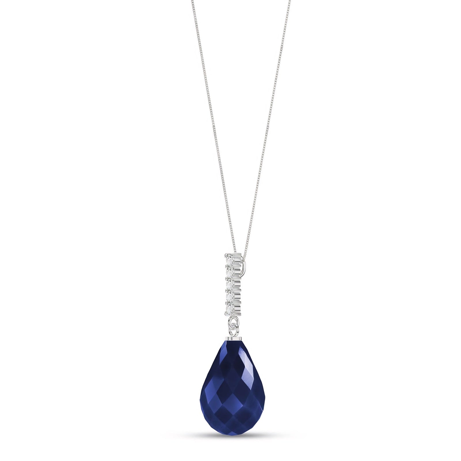 White Gold Pendant Necklace Sapphire 10K — Cinzia
