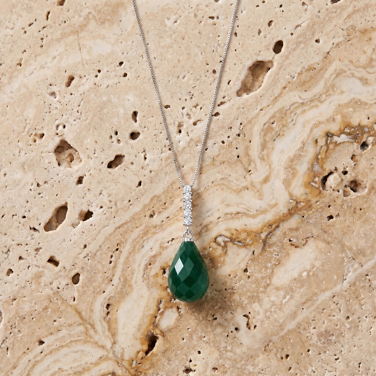 White Gold Pendant Necklace Sapphire 10K — Cinzia