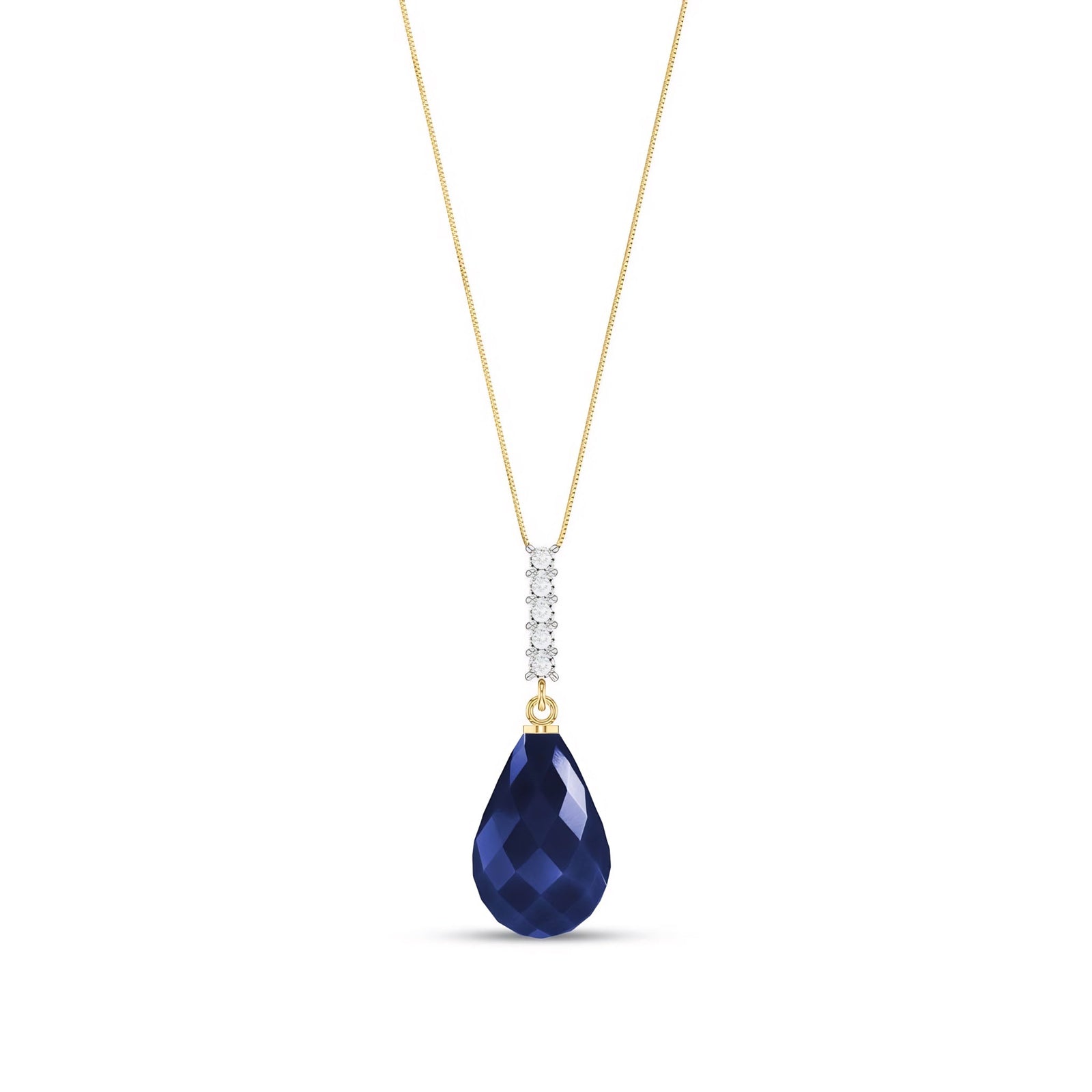 Yellow Gold Pendant Necklace Sapphire 10K — Cinzia