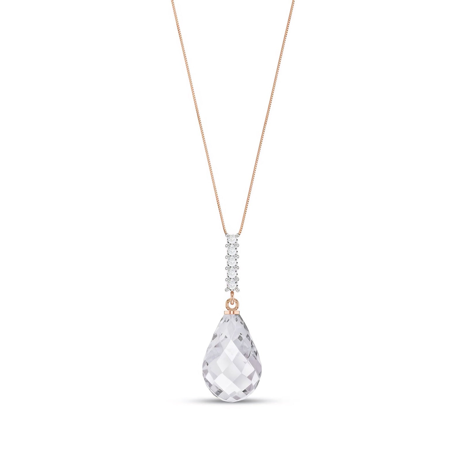 Rose Gold Pendant Necklace White Topaz 10K — Cinzia