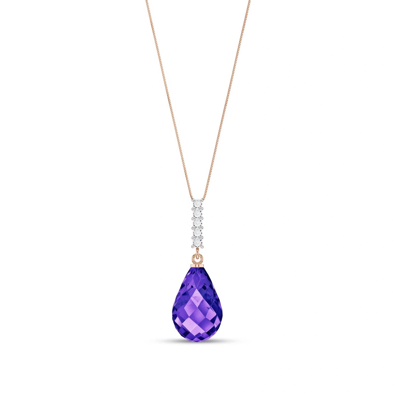 Rose Gold Pendant Necklace White Topaz 10K — Cinzia