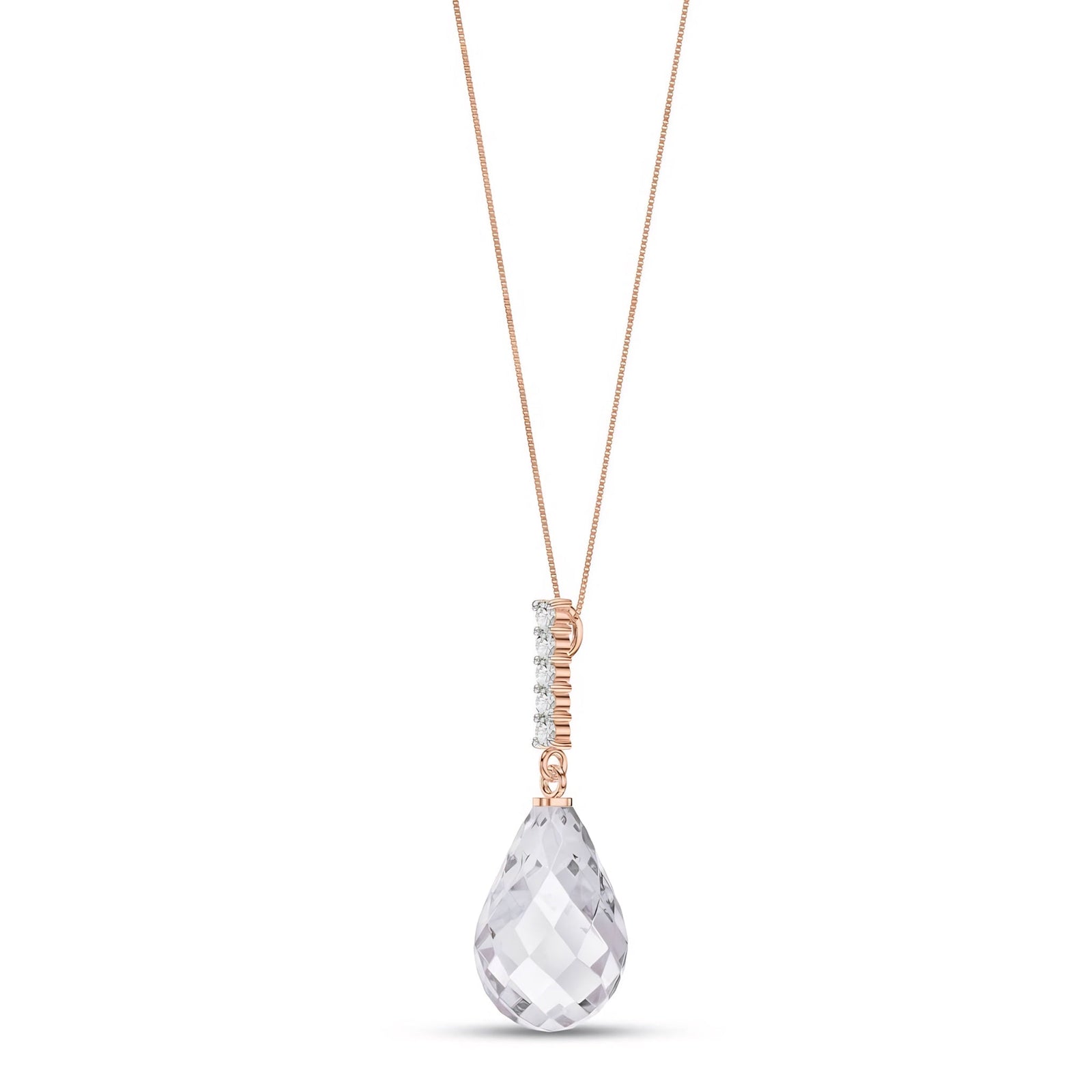 Rose Gold Pendant Necklace White Topaz 10K — Cinzia