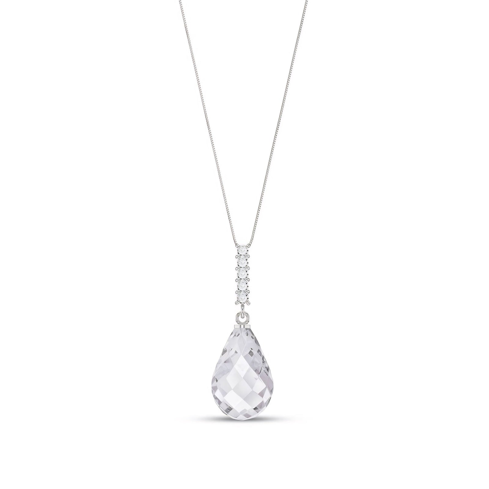 White Gold Pendant Necklace White Topaz 10K — Cinzia