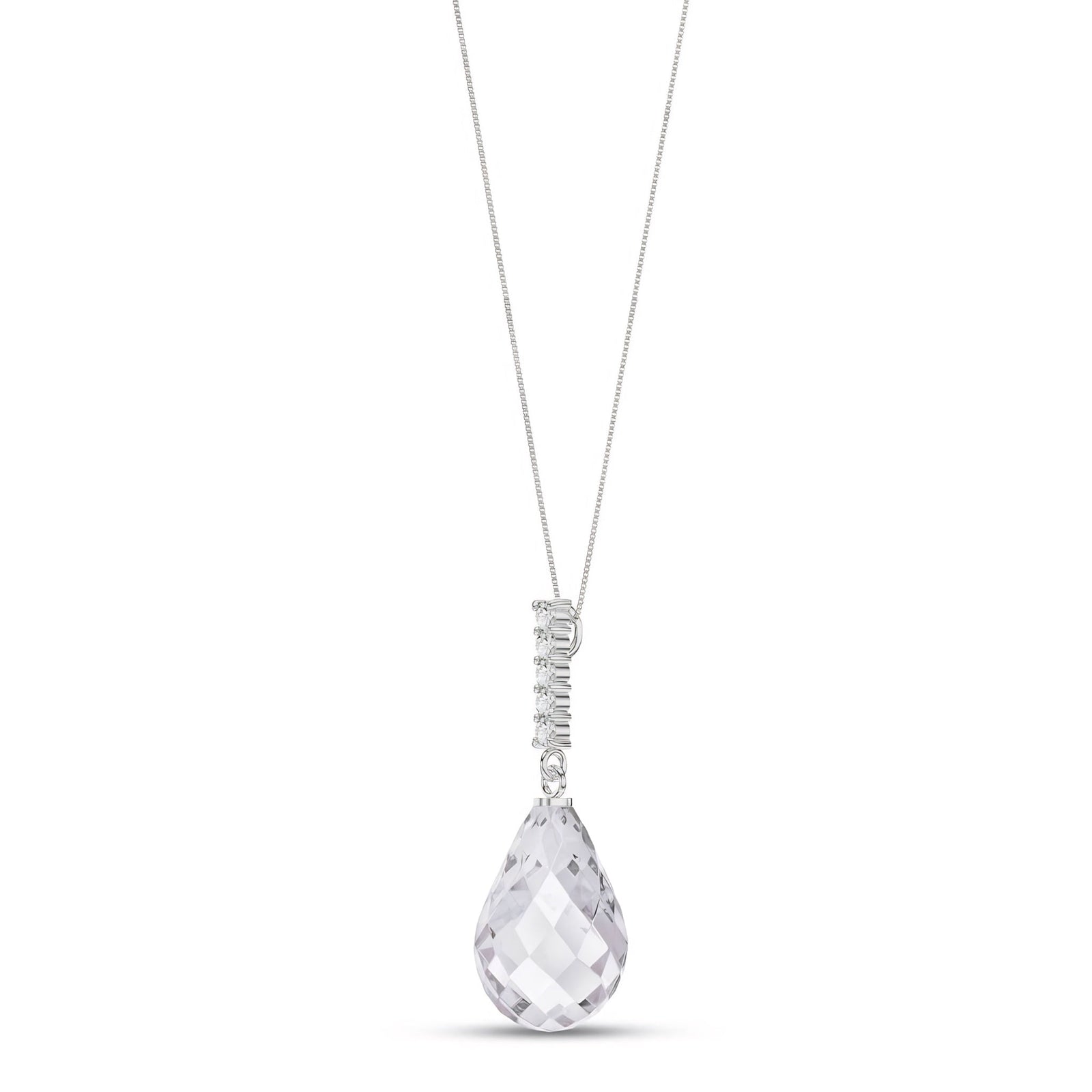 White Gold Pendant Necklace White Topaz 10K — Cinzia