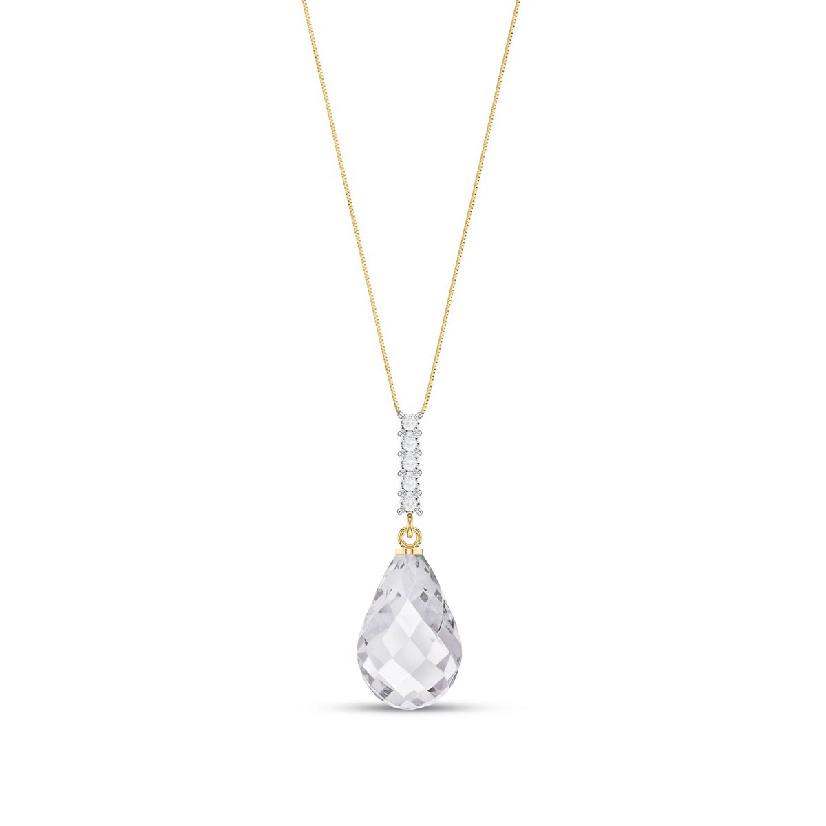 Yellow Gold Pendant Necklace White Topaz 10K — Cinzia