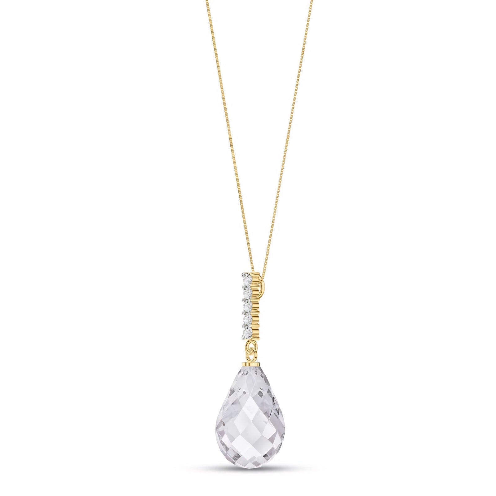 Yellow Gold Pendant Necklace White Topaz 10K — Cinzia