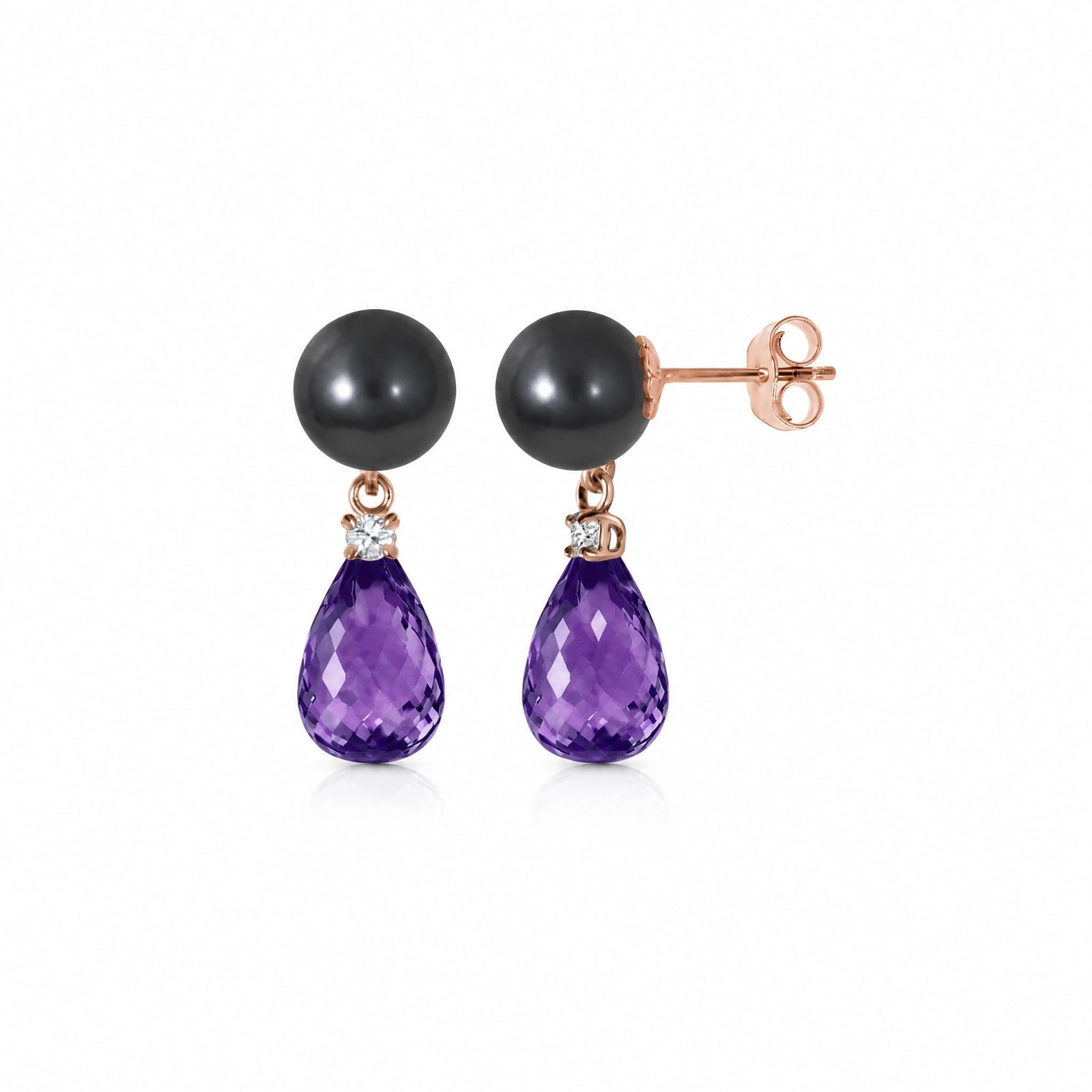 Rose Gold Amethyst & Black Pearl & Diamond — Rosaflora