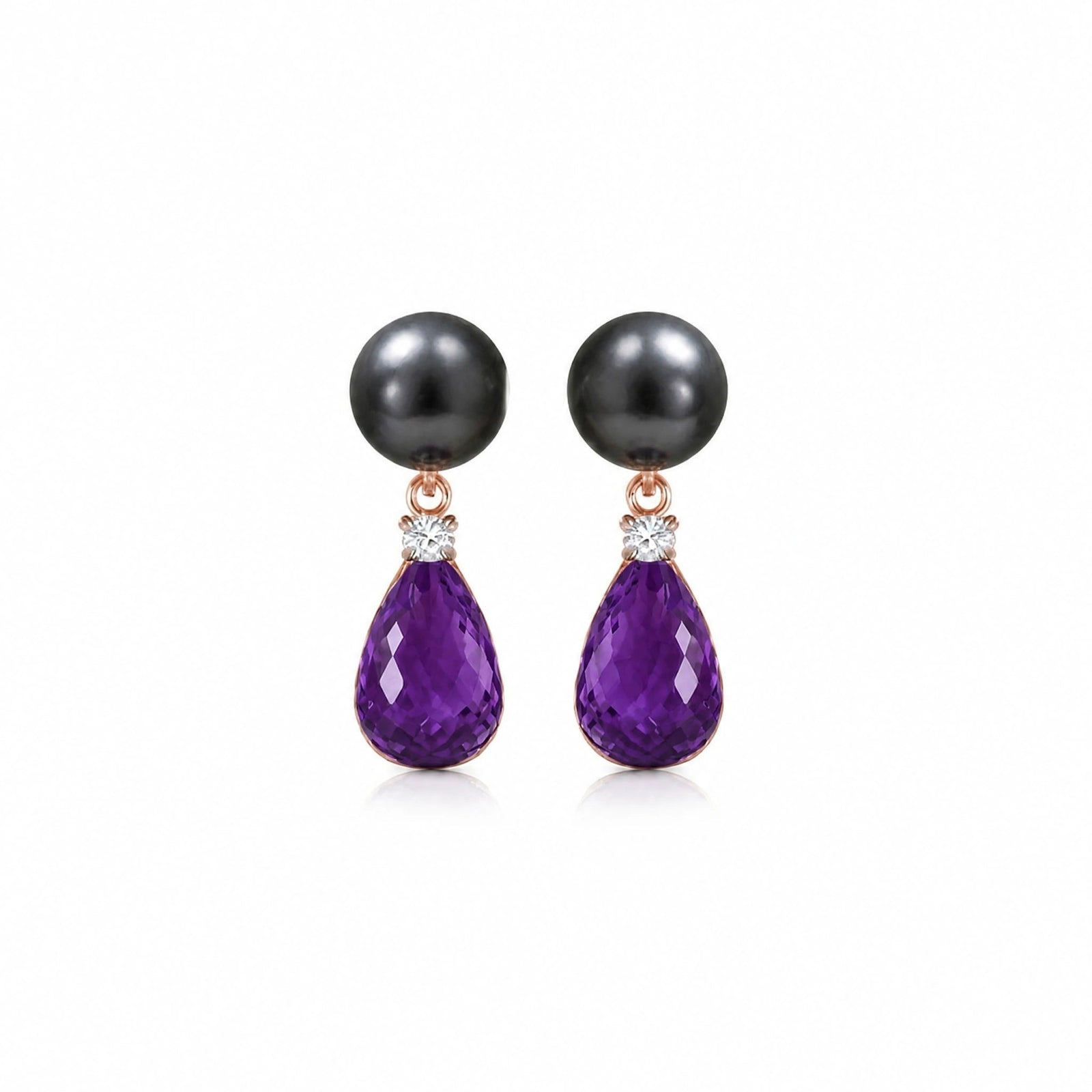 Rose Gold Amethyst & Black Pearl & Diamond — Rosaflora