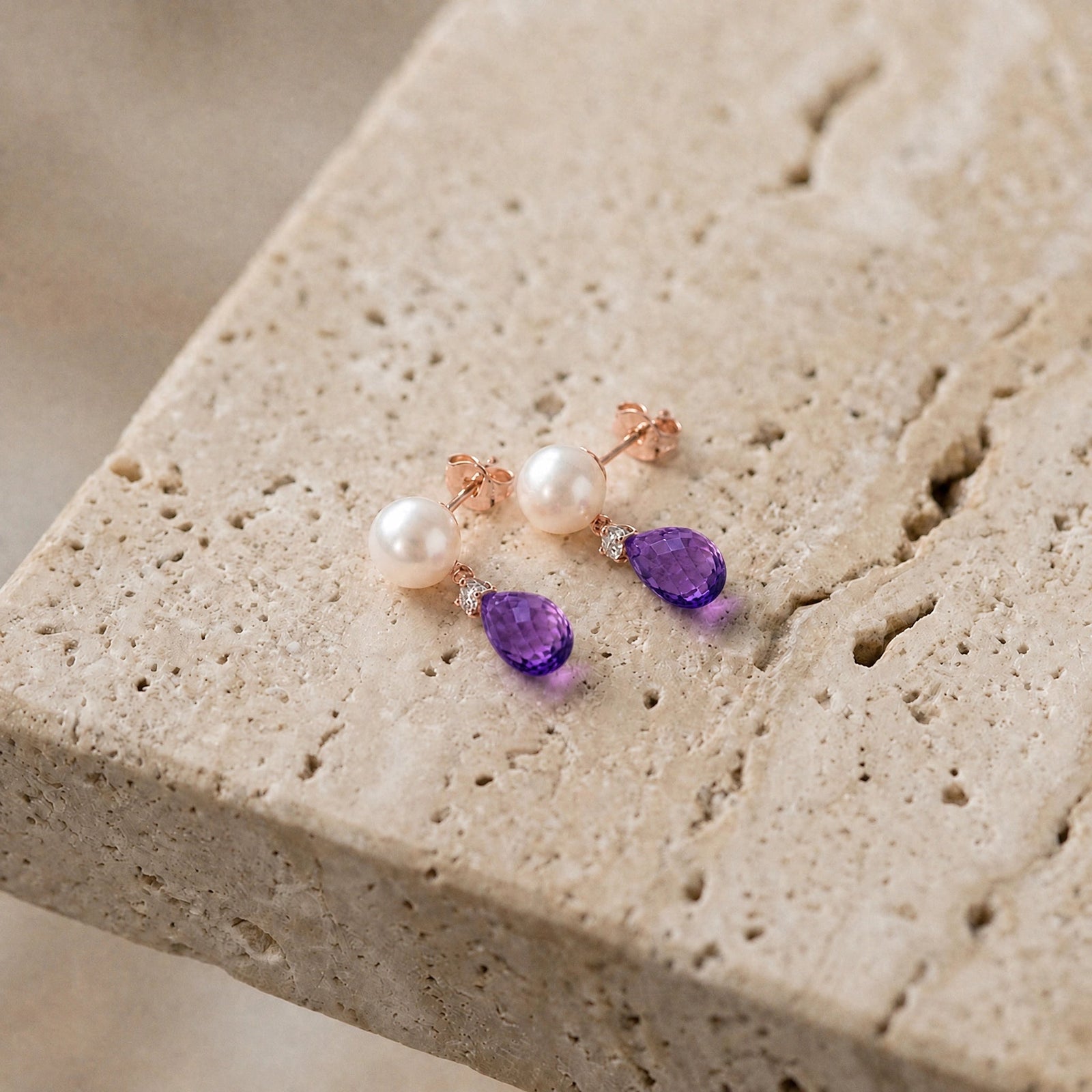 Rose Gold Amethyst & Pearl & Diamond — Rosaflora
