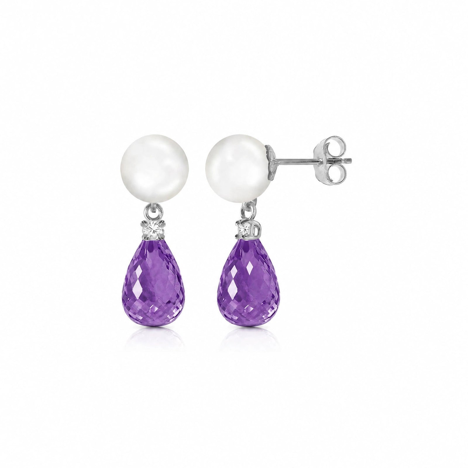 White Gold Amethyst & Pearl & Diamond — Rosaflora