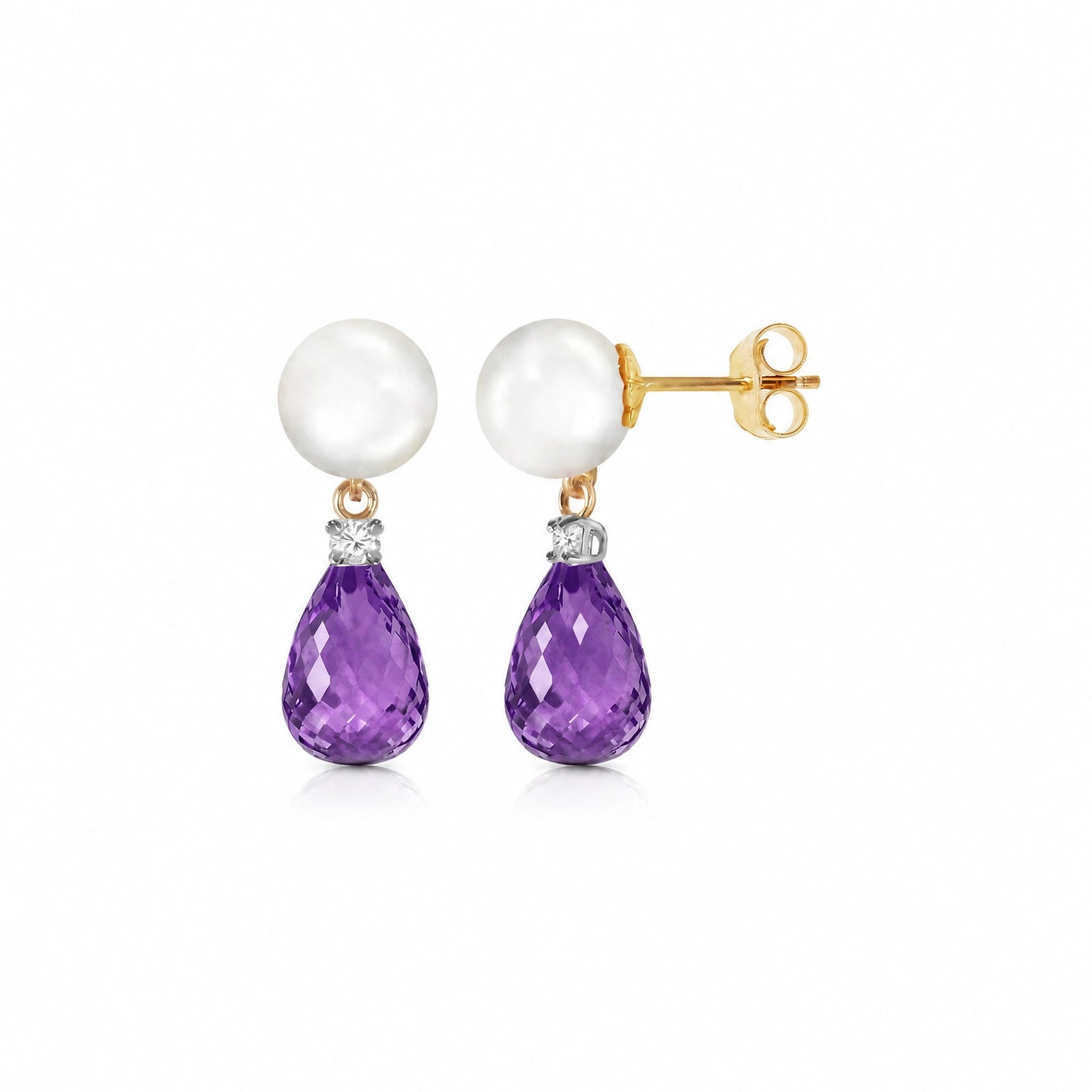 Yellow Gold Amethyst & Pearl & Diamond — Rosaflora