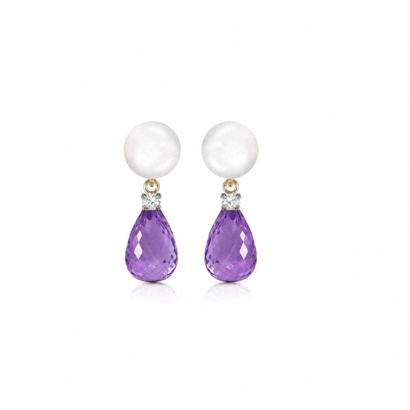 Yellow Gold Amethyst & Pearl & Diamond — Rosaflora