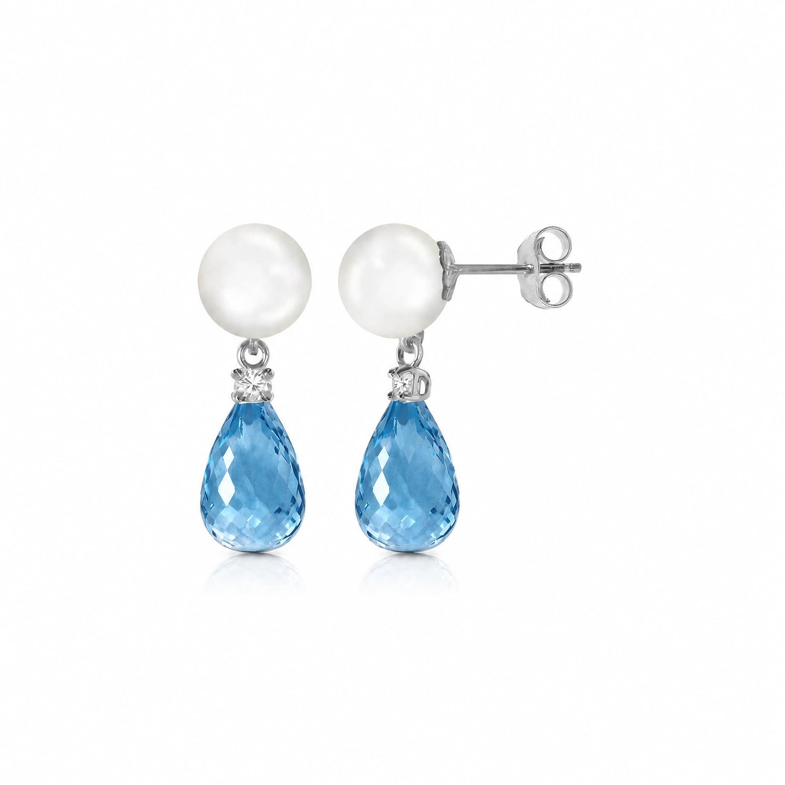 White Gold Blue Topaz & Pearl & Diamond — Rosaflora
