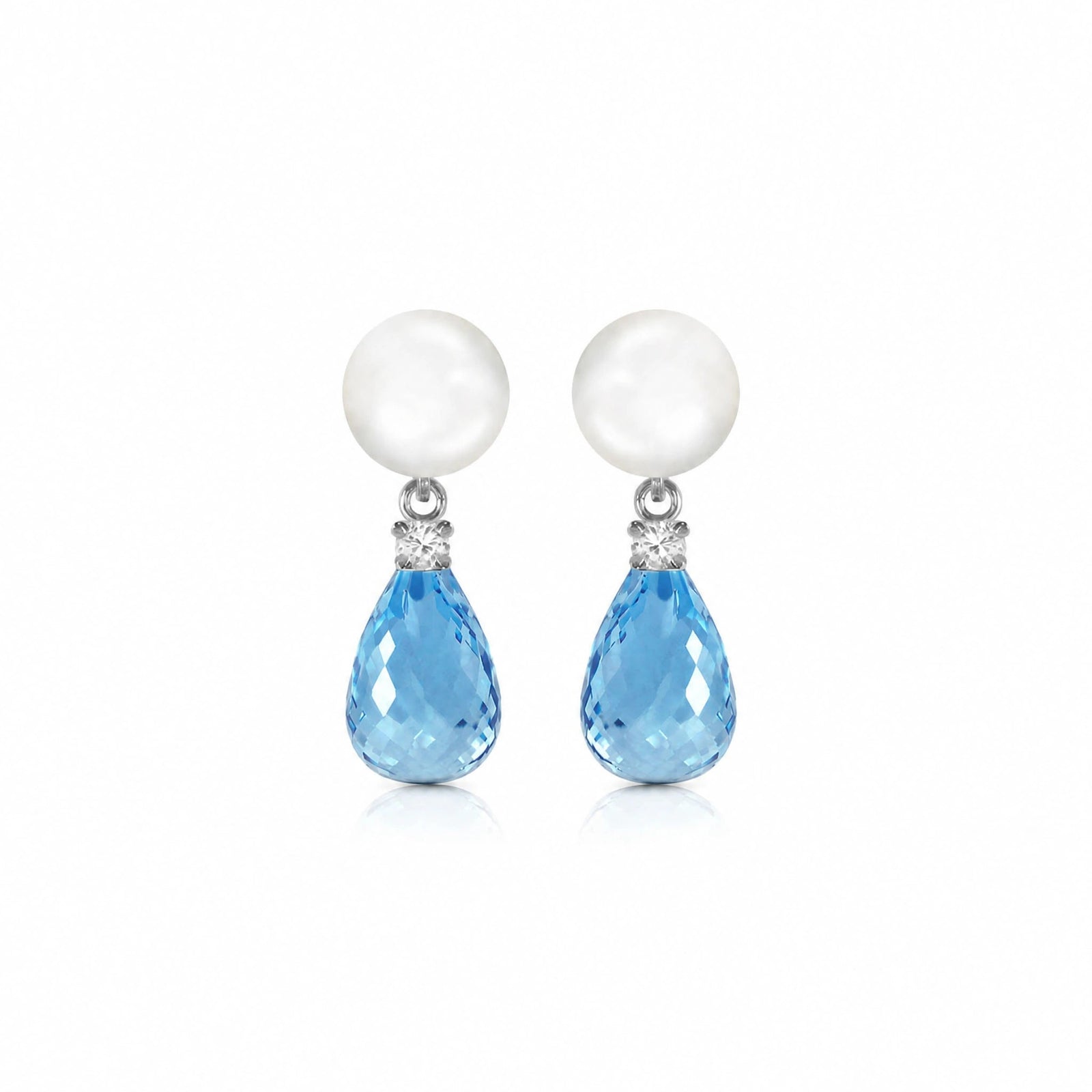 White Gold Blue Topaz & Pearl & Diamond — Rosaflora