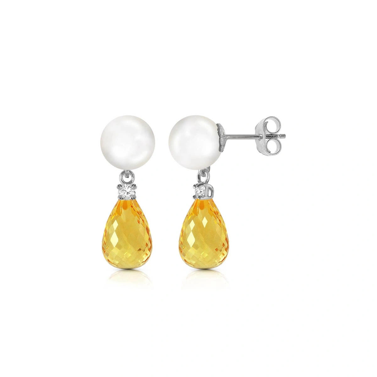 White Gold Citrine & Pearl & Diamond — Rosaflora