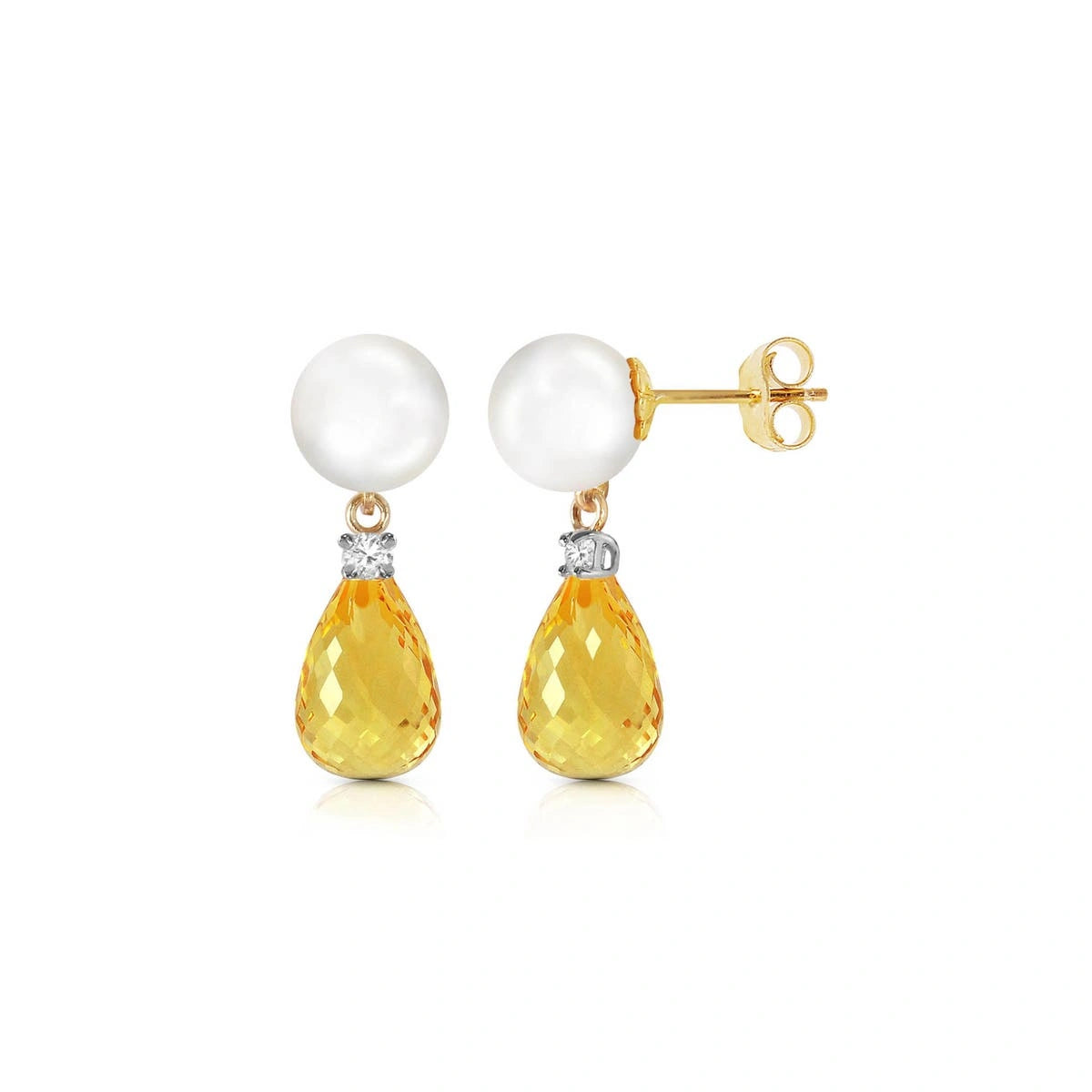 Yellow Gold Citrine & Pearl & Diamond — Rosaflora
