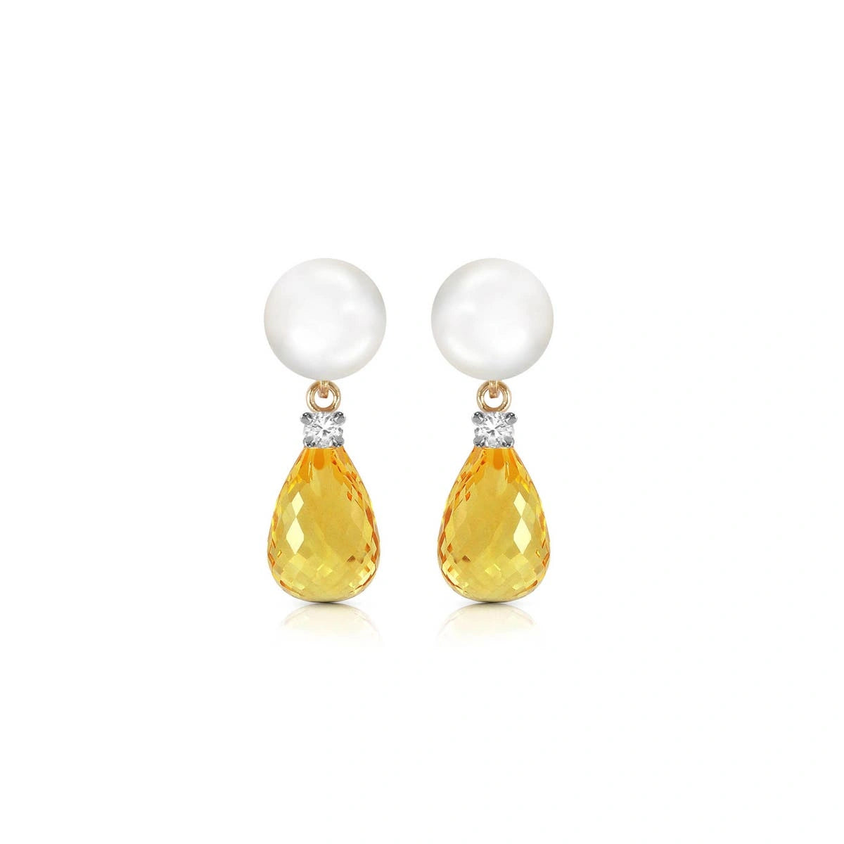 Yellow Gold Citrine & Pearl & Diamond — Rosaflora