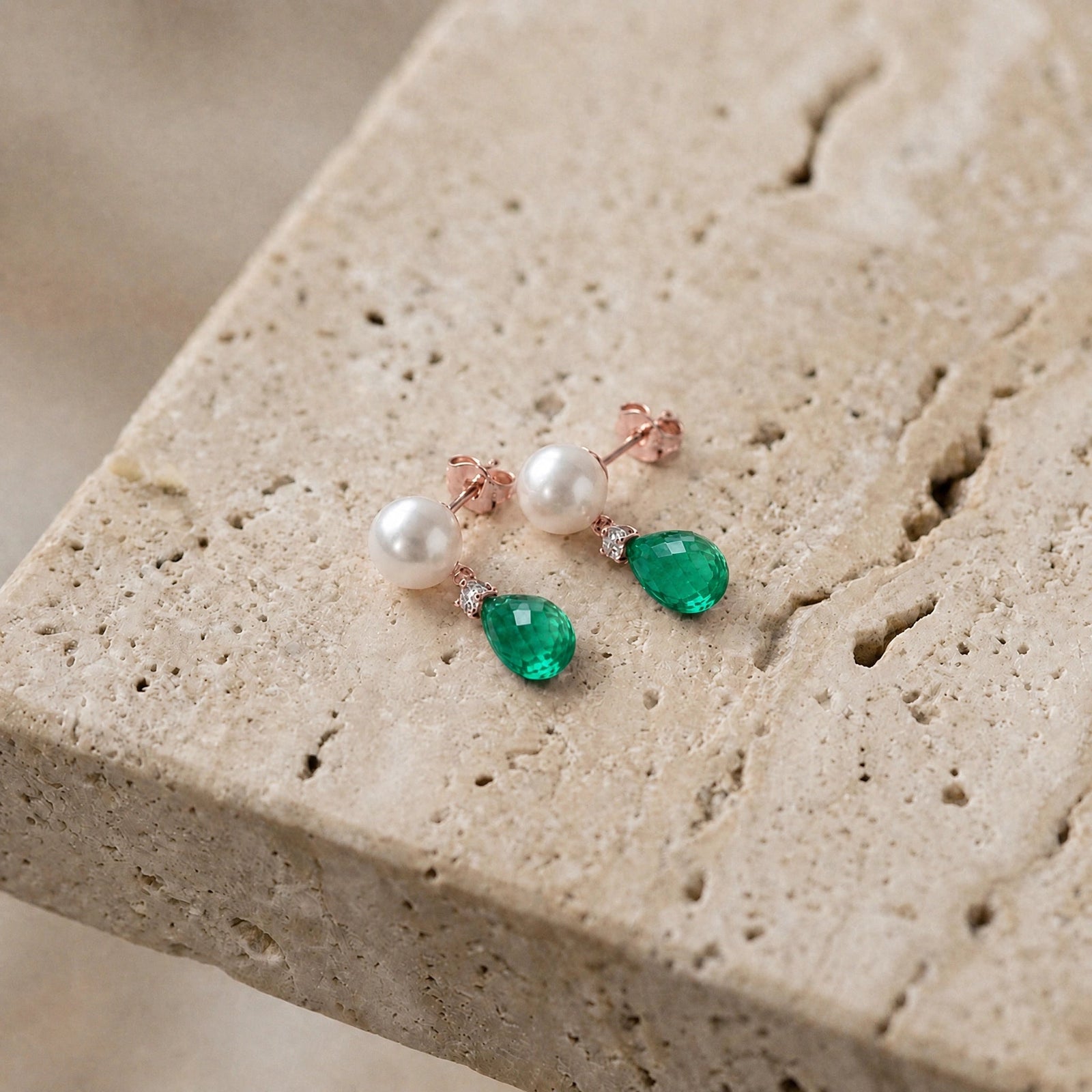 Rose Gold Emerald & Pearl & Diamond — Rosaflora