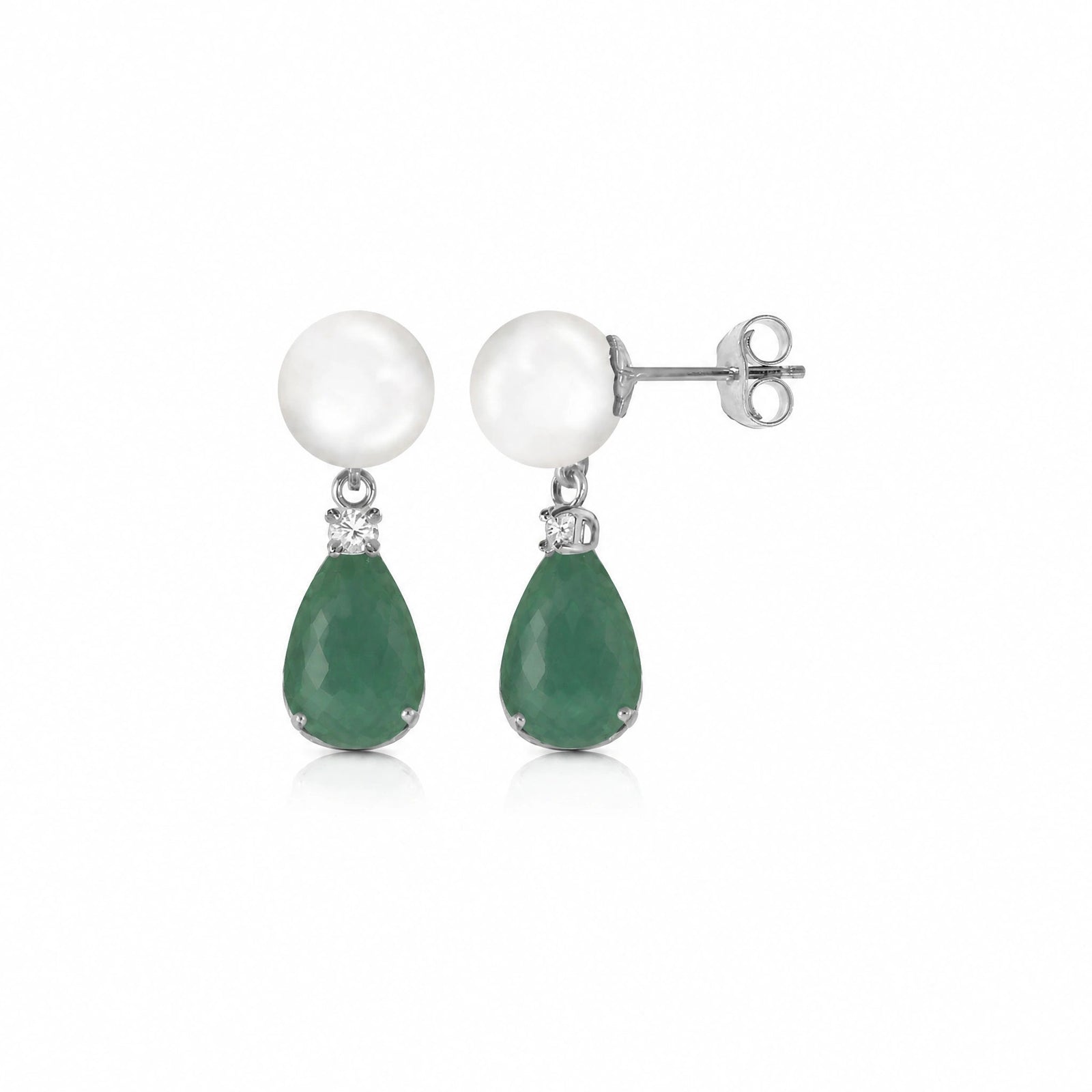 White Gold Emerald & Pearl & Diamond — Rosaflora